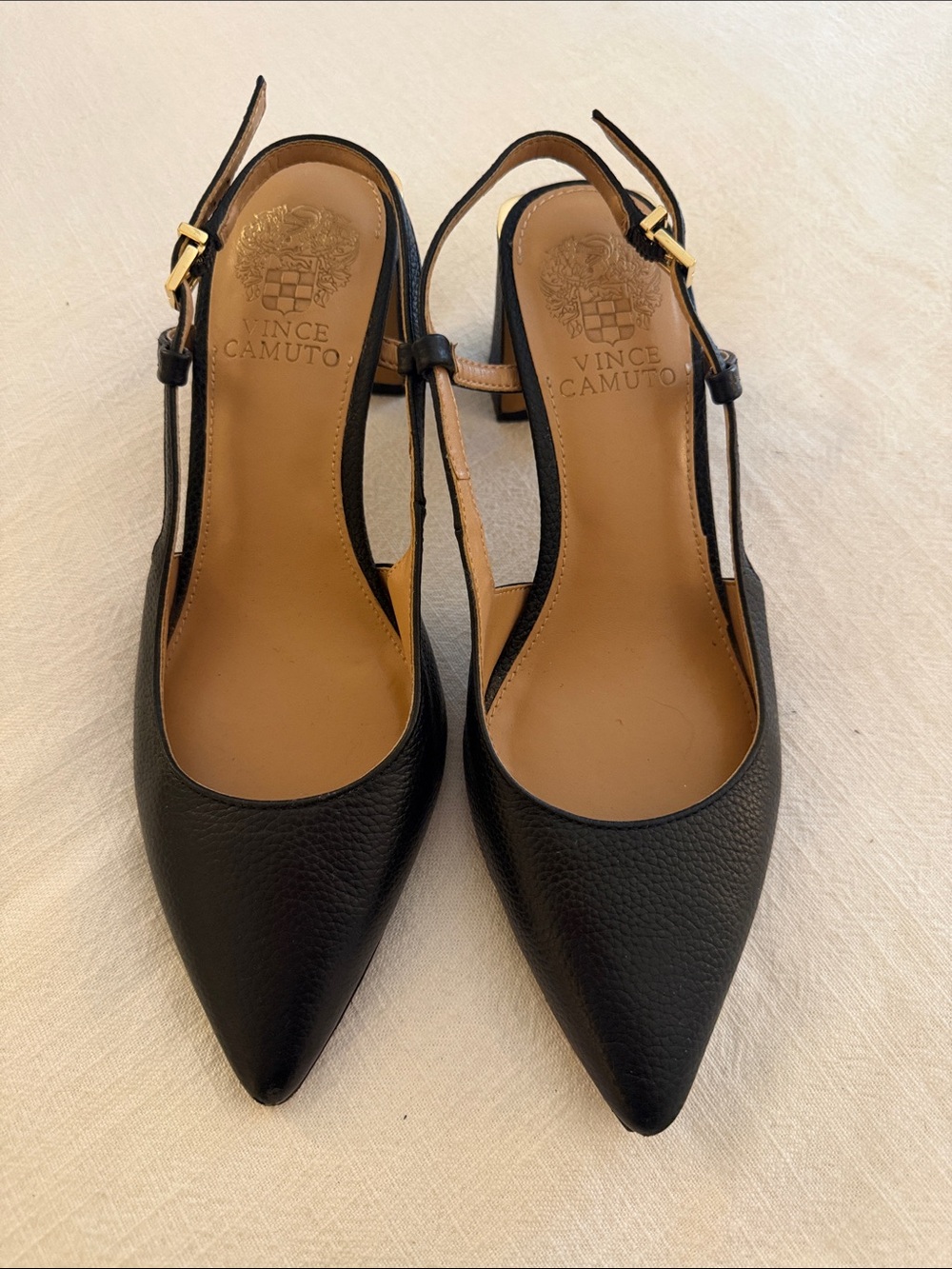 Vince Camuto Black Pointed Toe Slingback Pumps